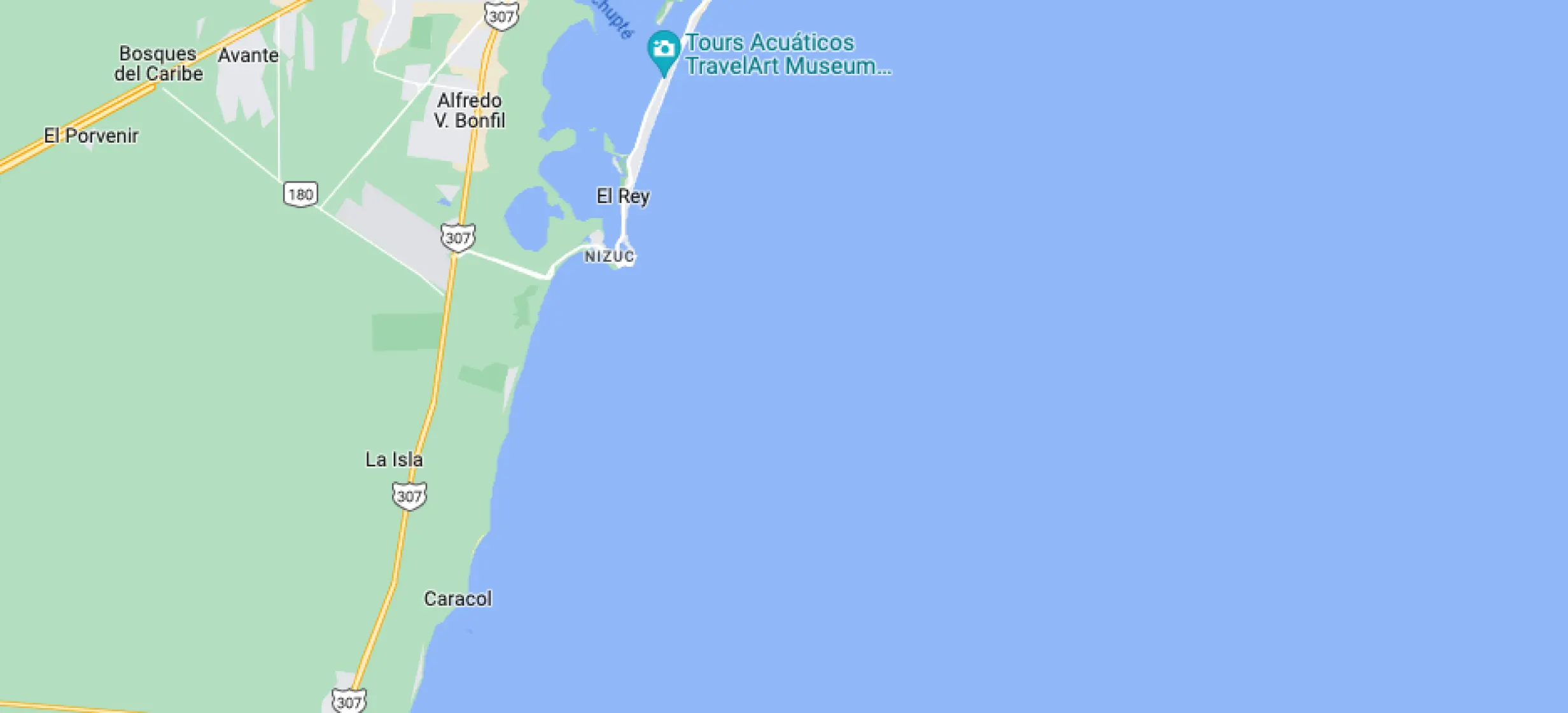 Map showing the location of El Dorado Royale on the Riviera Maya coast south of Cancun