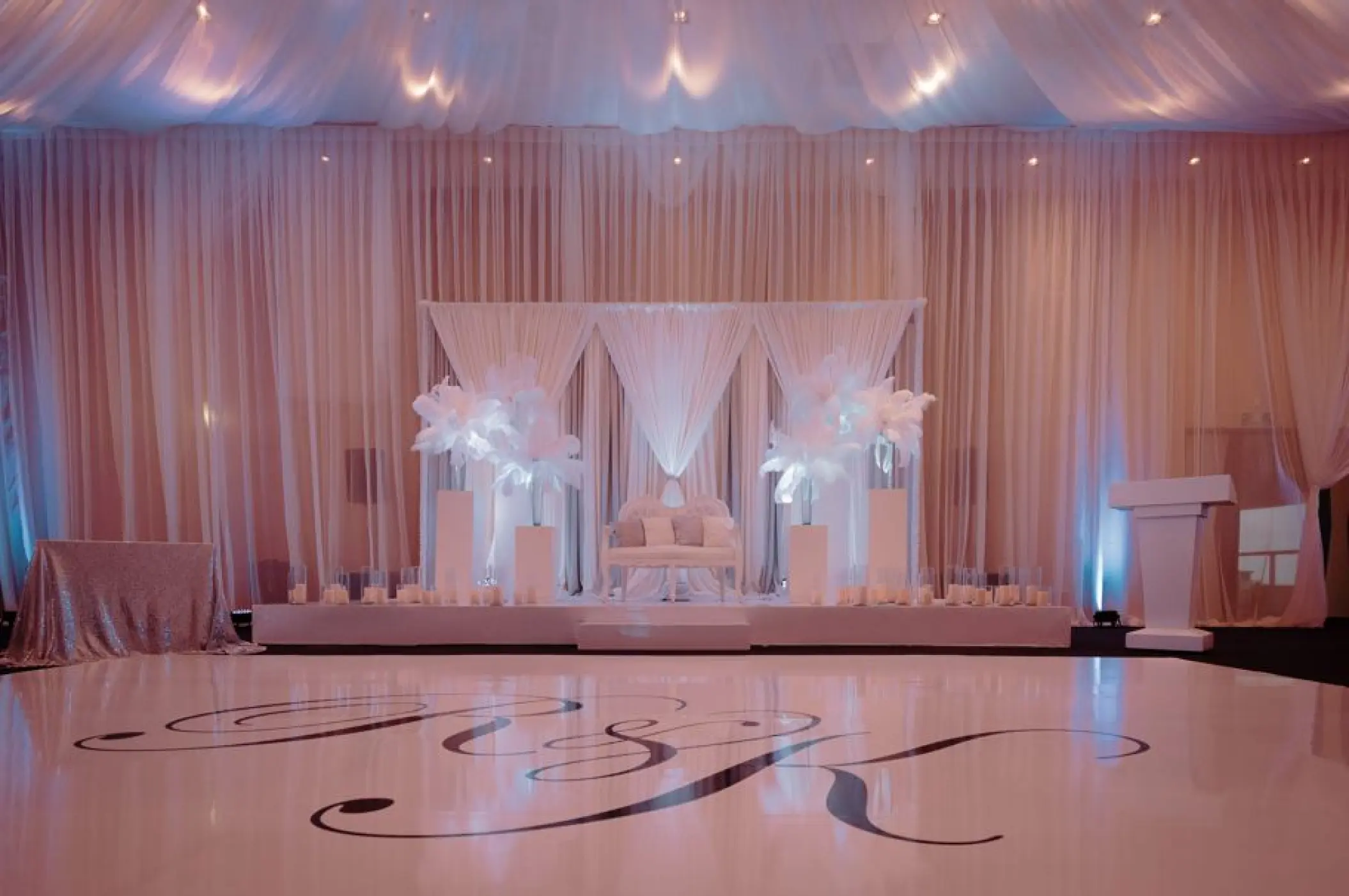 Indoor ballroom wedding reception at El Dorado Seaside Palms, Riviera Maya