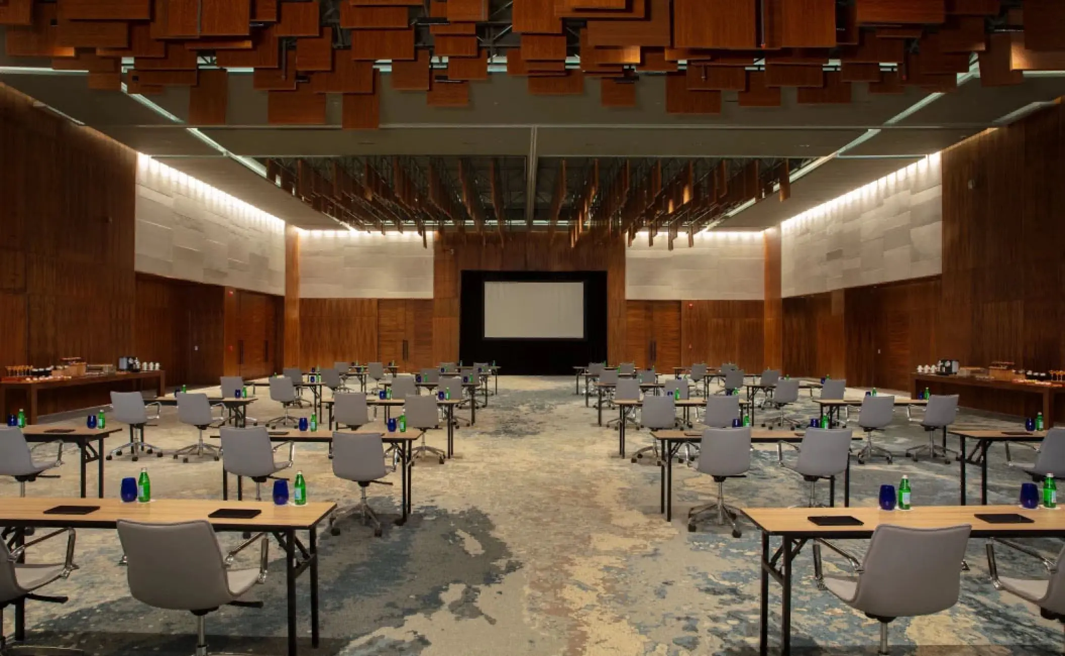 Classroom-style meeting setup in the ballroom at Secrets Bahia Mita, Puerto Vallarta