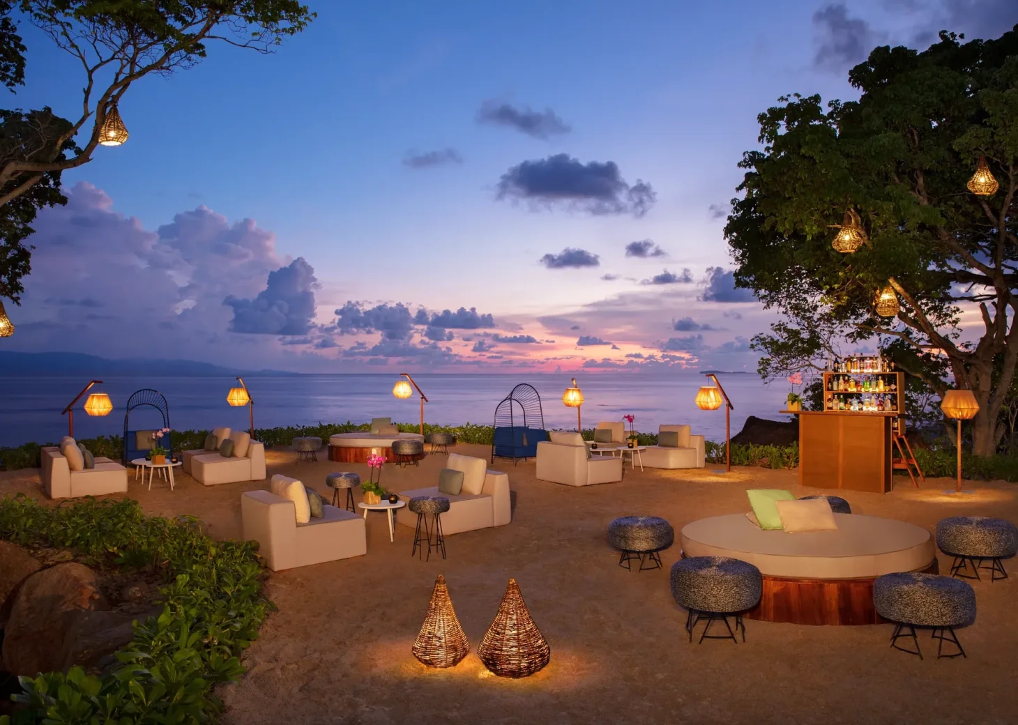 Beach cocktail party wedding venue at Secrets Bahia Mita Surf and Spa.
