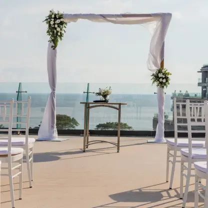 Rooftop wedding ceremony setup at Dreams Bahia Mita, Puerto Vallarta