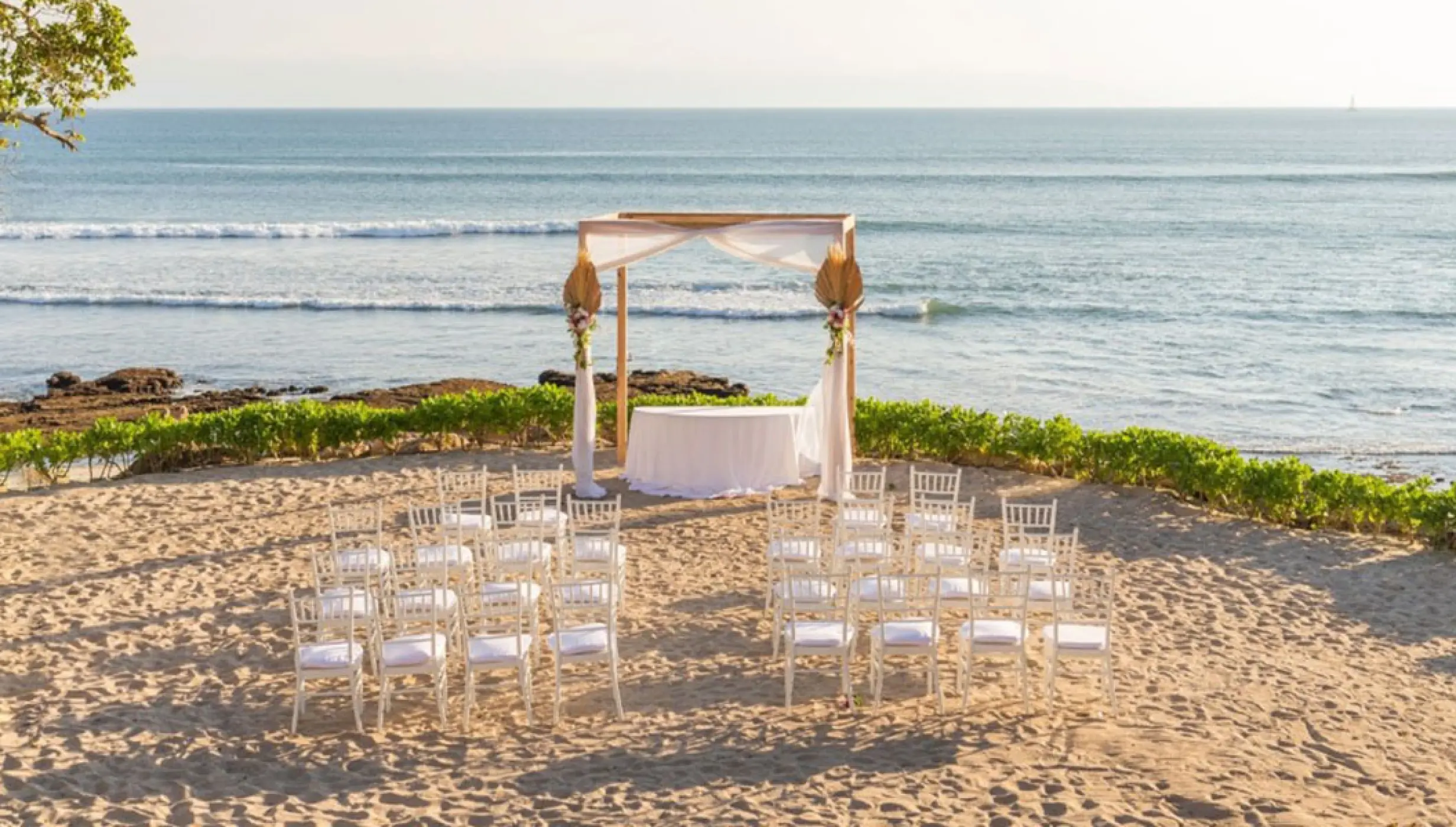 Ceremony decor on the sand terrace at Dreams Bahia Mita Surf and Spa