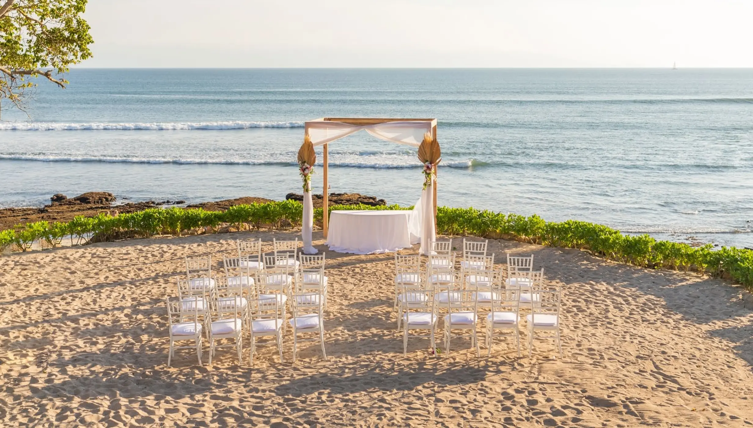 Ceremony decor on the sand terrace at Dreams Bahia Mita Surf and Spa
