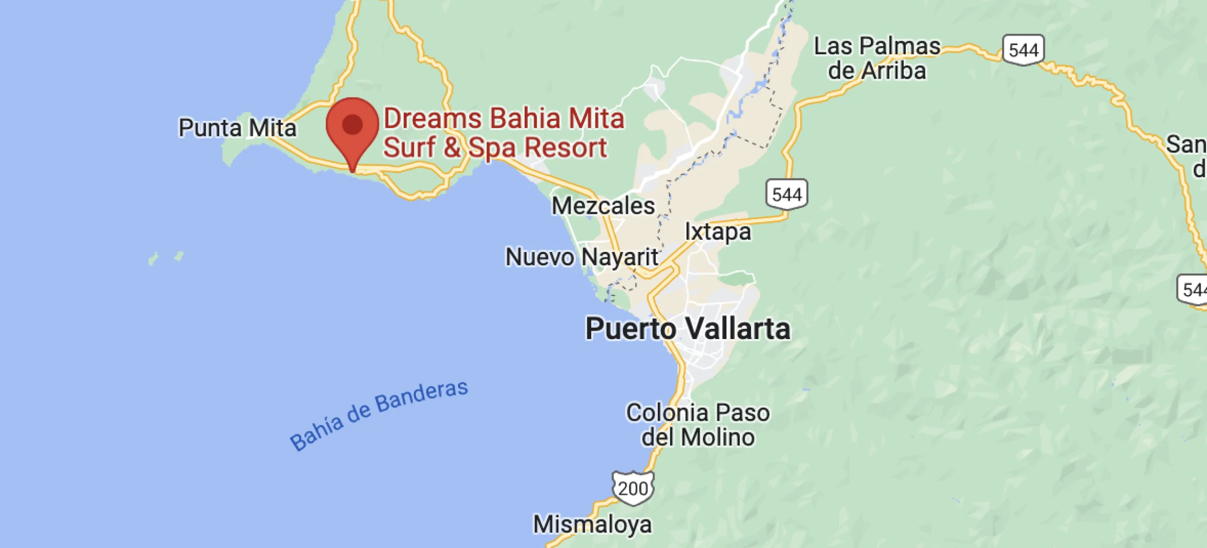 Google maps of Dreams Bahia Mita Surf and Spa Resort