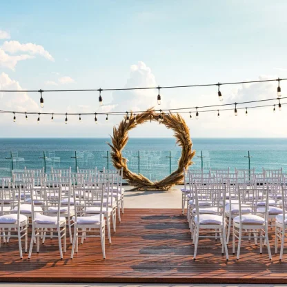 Ceremony decor on Presidential suite marietas terrace at Dreams Bahia Mita Surf and Spa
