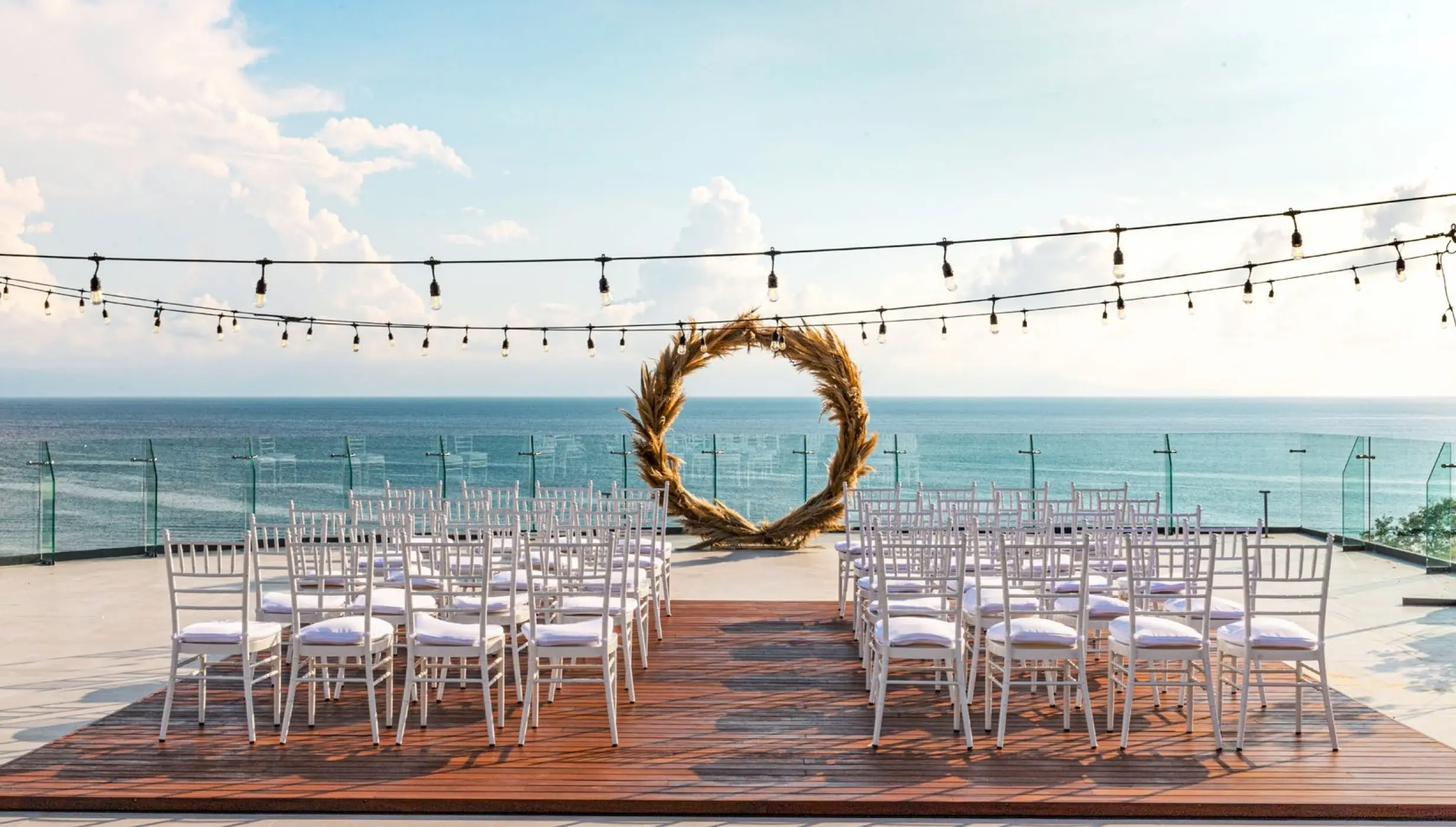 Ceremony decor on Presidential suite marietas terrace at Dreams Bahia Mita Surf and Spa