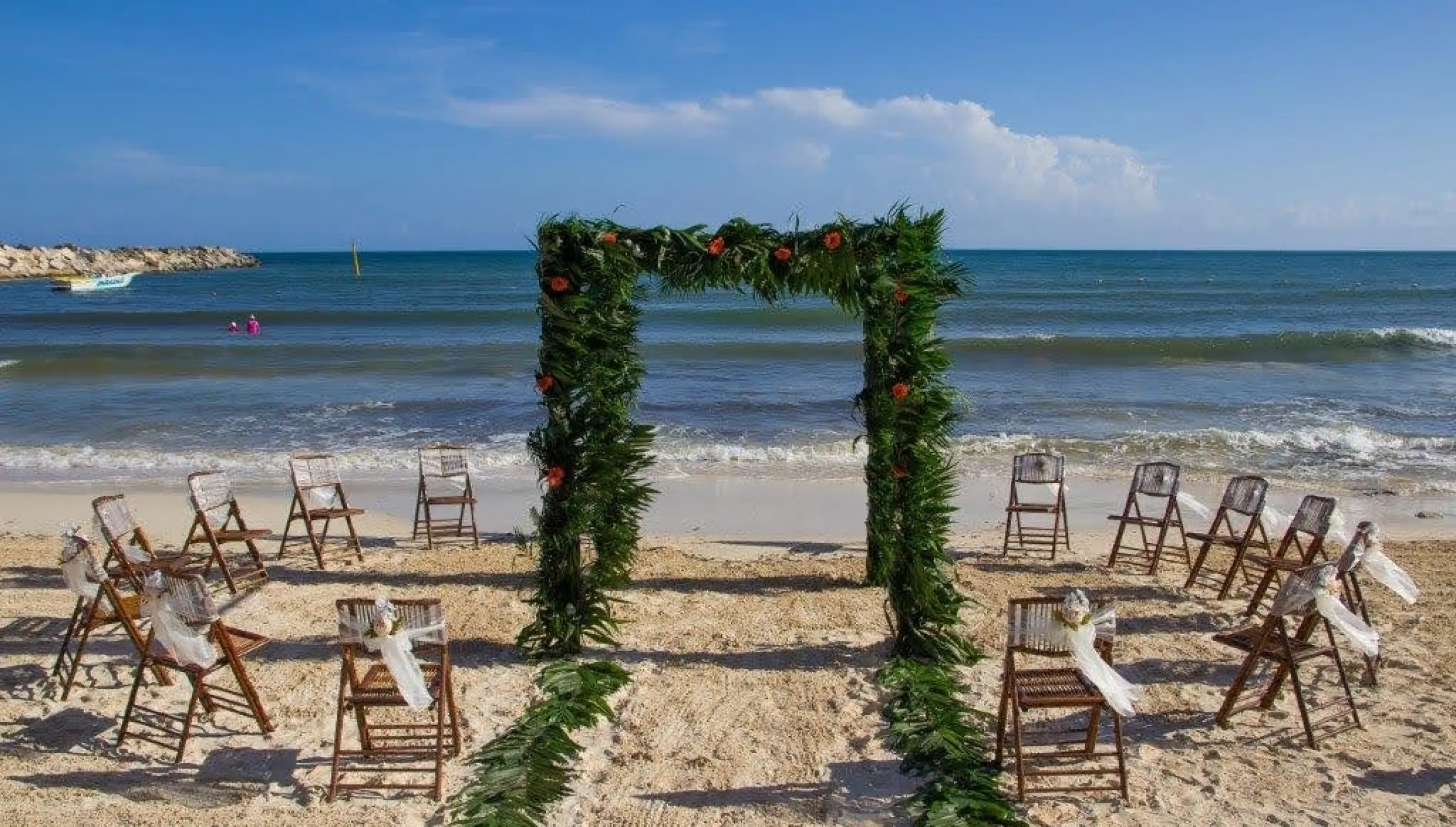 Ceremony decor on the beach at Dreams Jade Resort and Spa