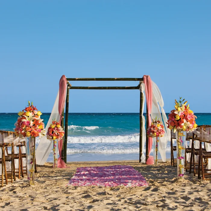 Symbolic ceremony in the beach venue at Dreams Jade resort and spa