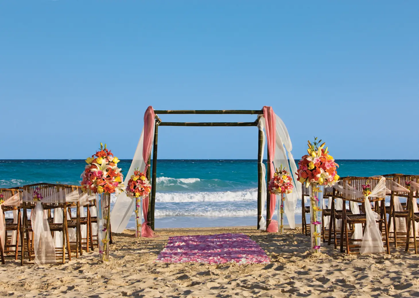 Symbolic ceremony in the beach venue at Dreams Jade resort and spa