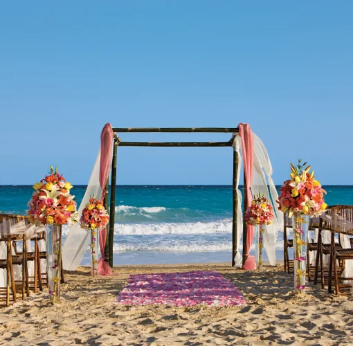 Symbolic ceremony in the beach venue at Dreams Jade resort and spa