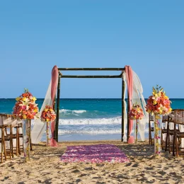 Symbolic ceremony in the beach venue at Dreams Jade resort and spa