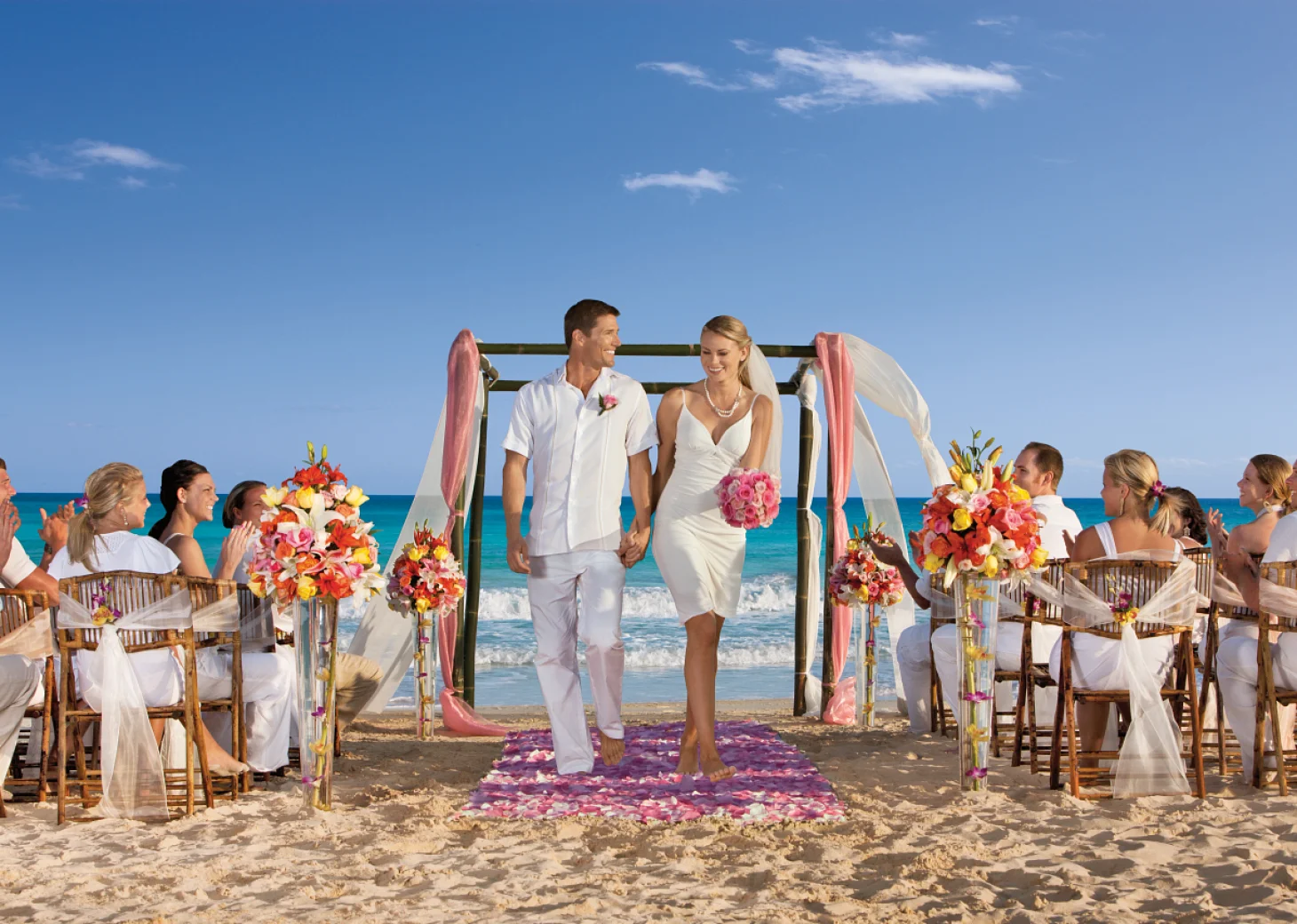 Symbolic ceremony in the beach venue at Dreams Jade resort and spa