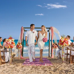Symbolic ceremony in the beach venue at Dreams Jade resort and spa