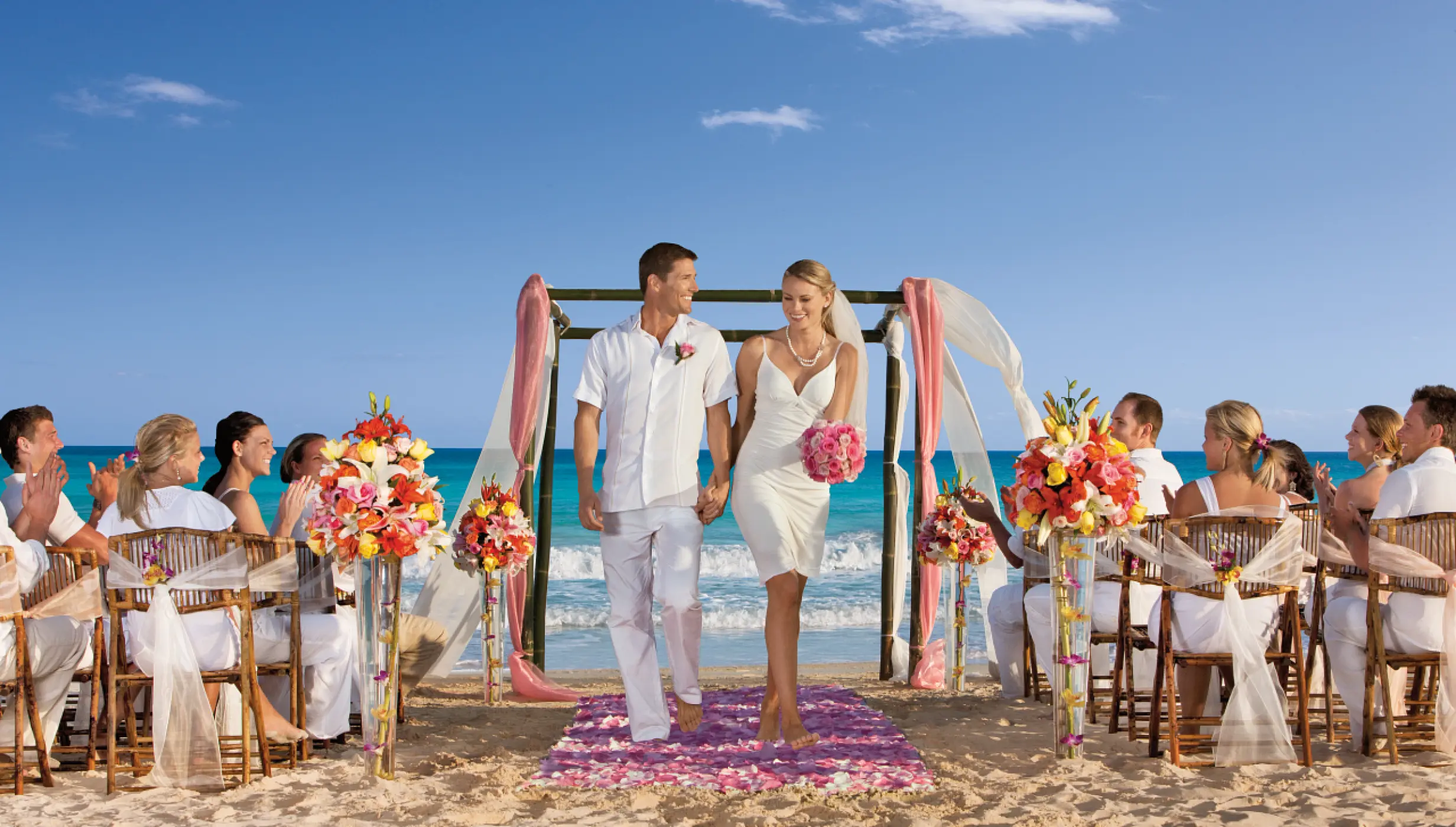 Symbolic ceremony in the beach venue at Dreams Jade resort and spa