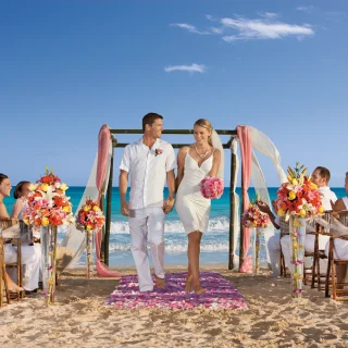 Symbolic ceremony in the beach venue at Dreams Jade resort and spa