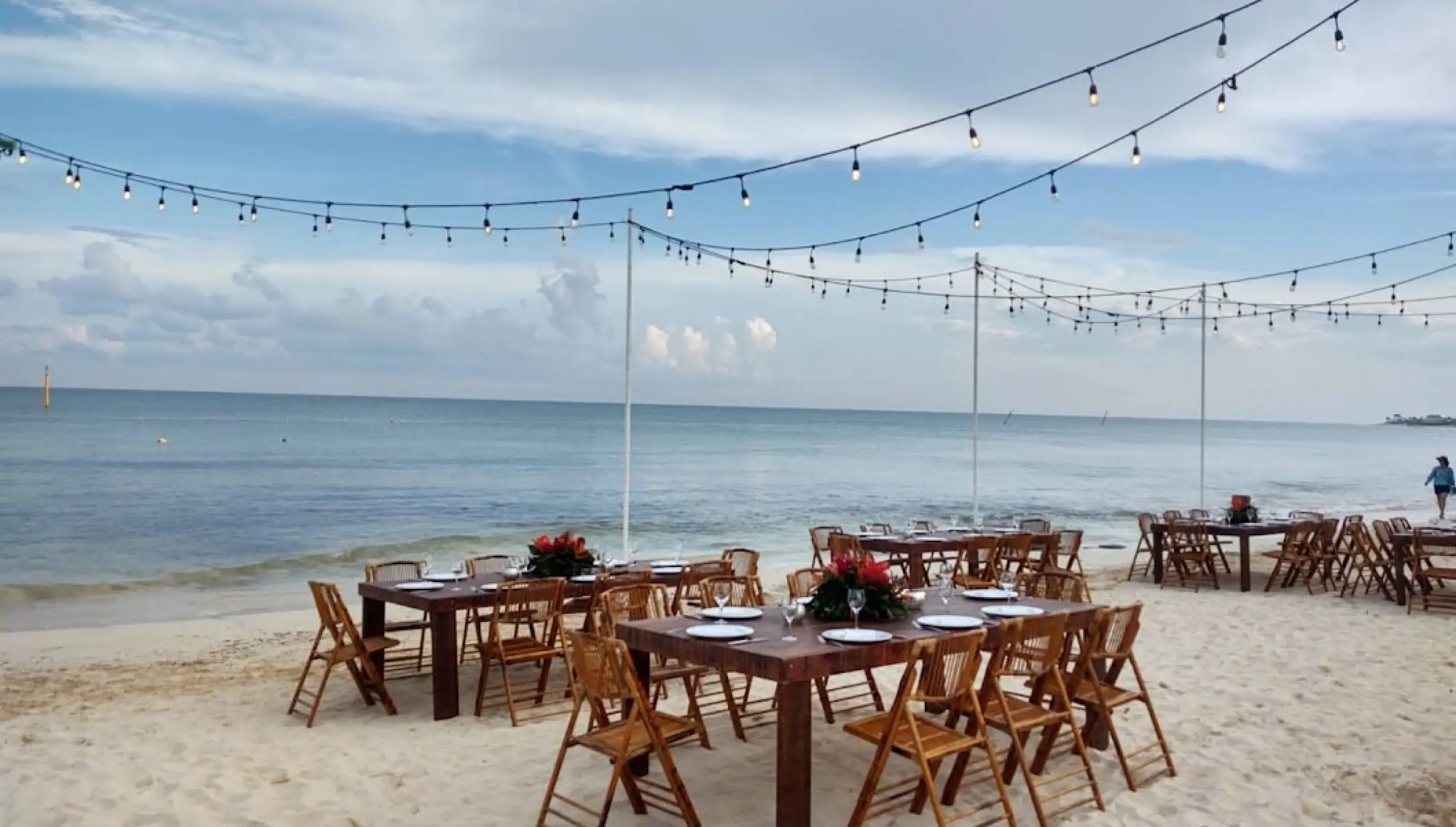 Dinner reception on the beach at Dreams Jade resort and spa
