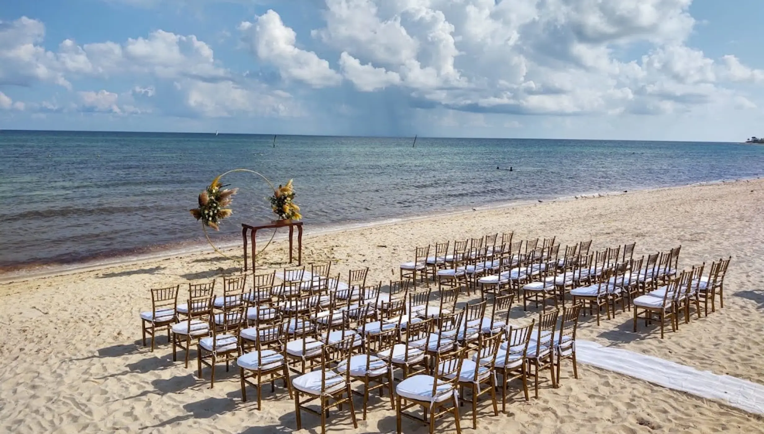 Ceremony decor on the beach at Dreams Jade Resort and Spa