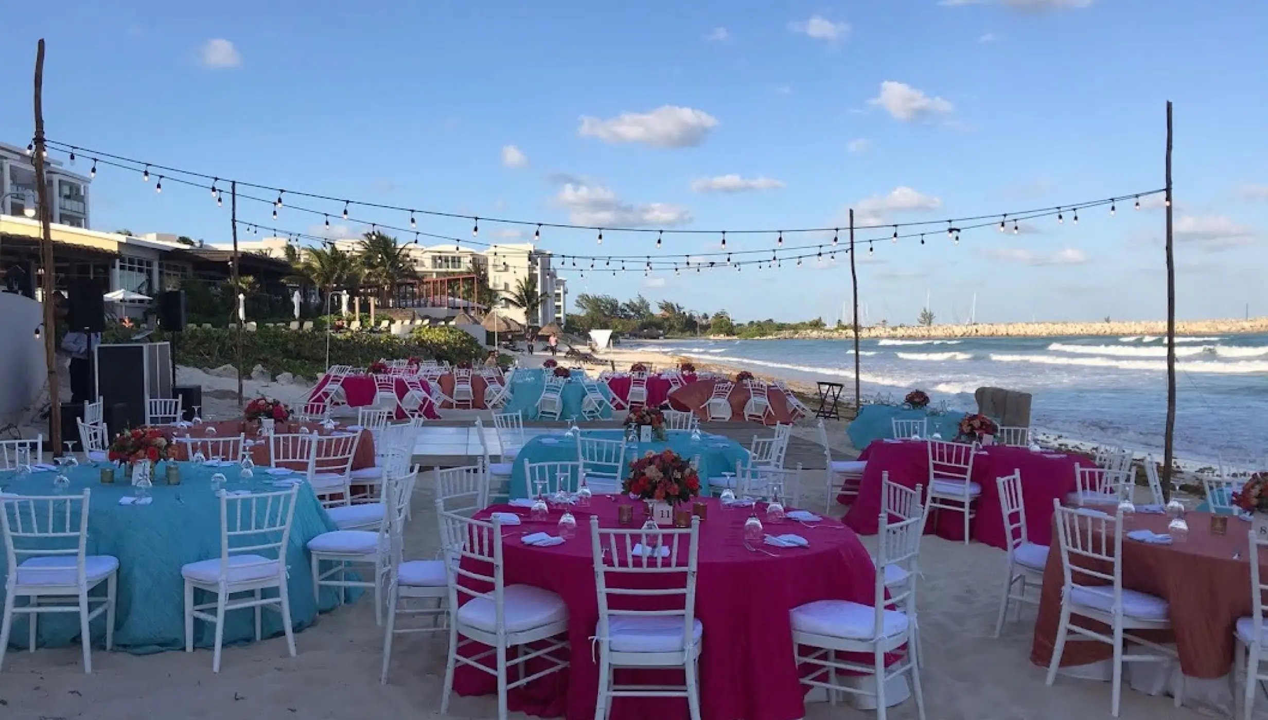 Dinner reception on the beach at Dreams Jade Resort and Spa