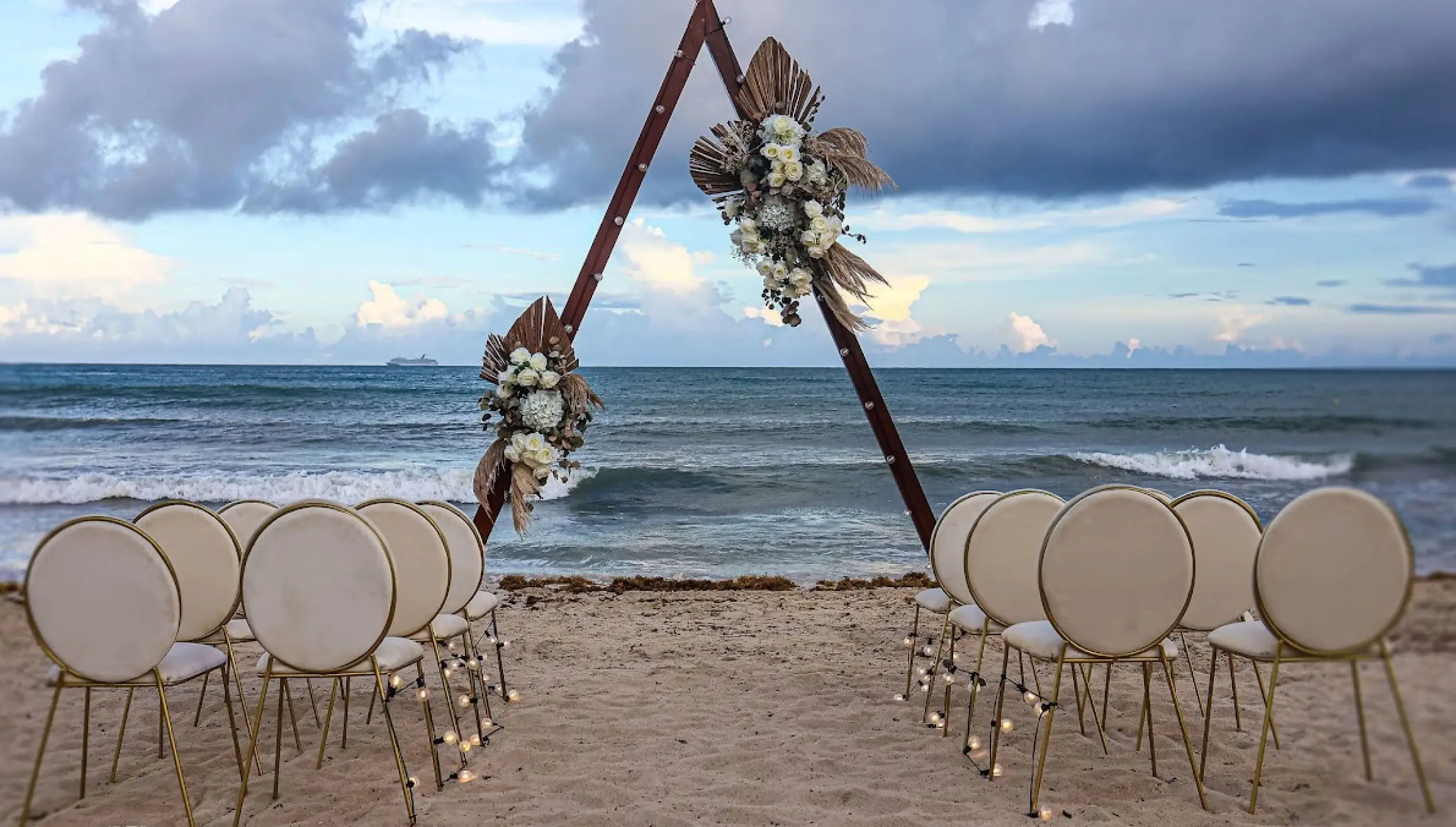 Ceremony decor on the beach at Dreams Jade Resort and Spa