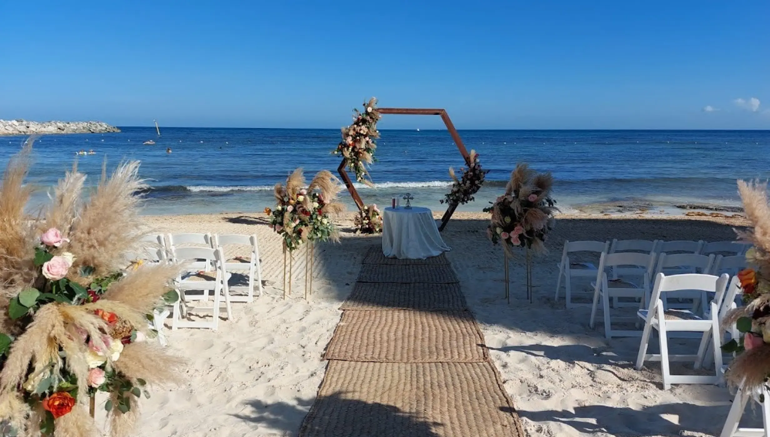 Ceremony decor on the beach at Dreams Jade Resort and Spa