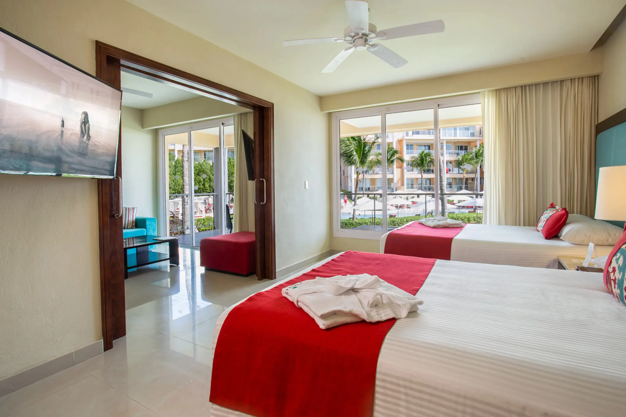 Double room with balcony and garden views at Dreams Jade, Riviera Maya