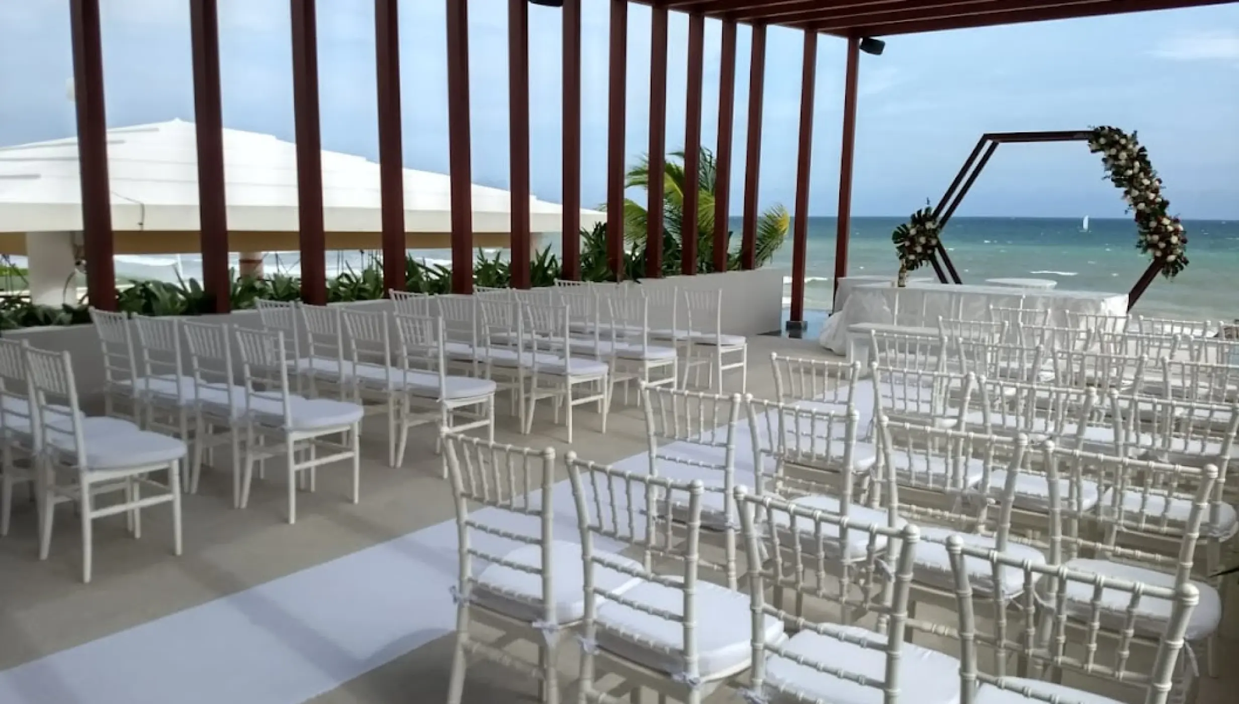 Ceremony decor on the beach at Dreams Jade resort and spa