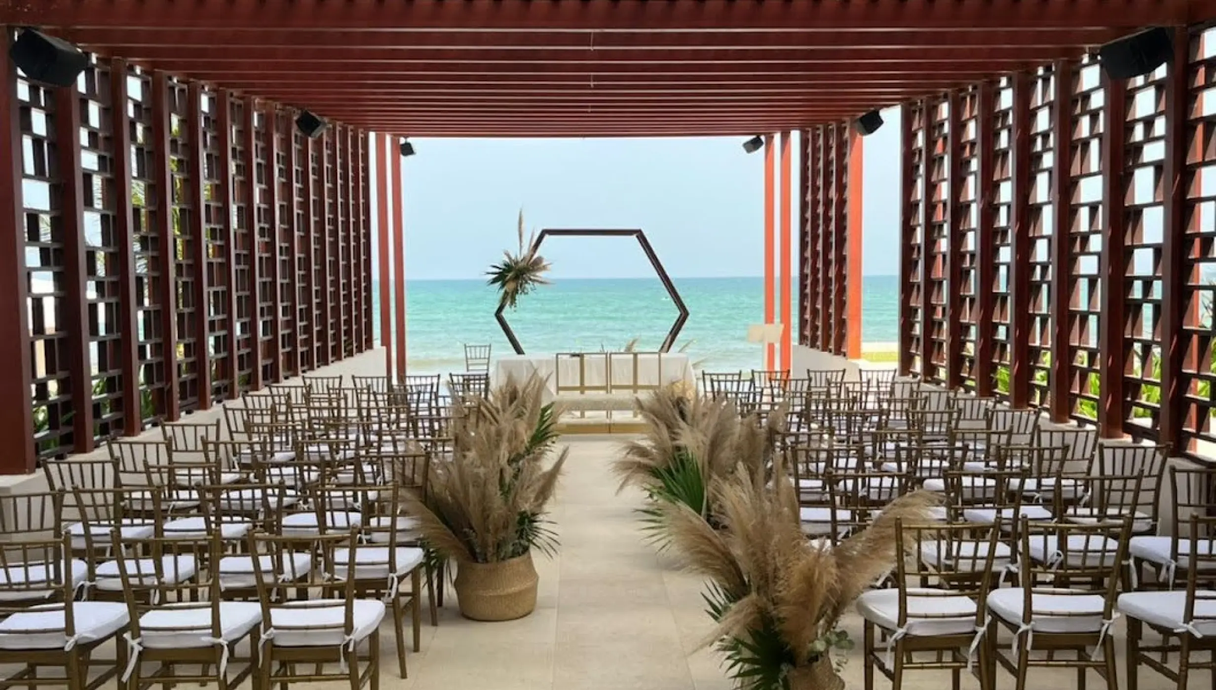 Ceremony decor on the beach at Dreams Jade resort and spa