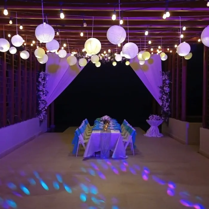 Dinner reception on the pergola deck at Dreams Jade Resort and Spa