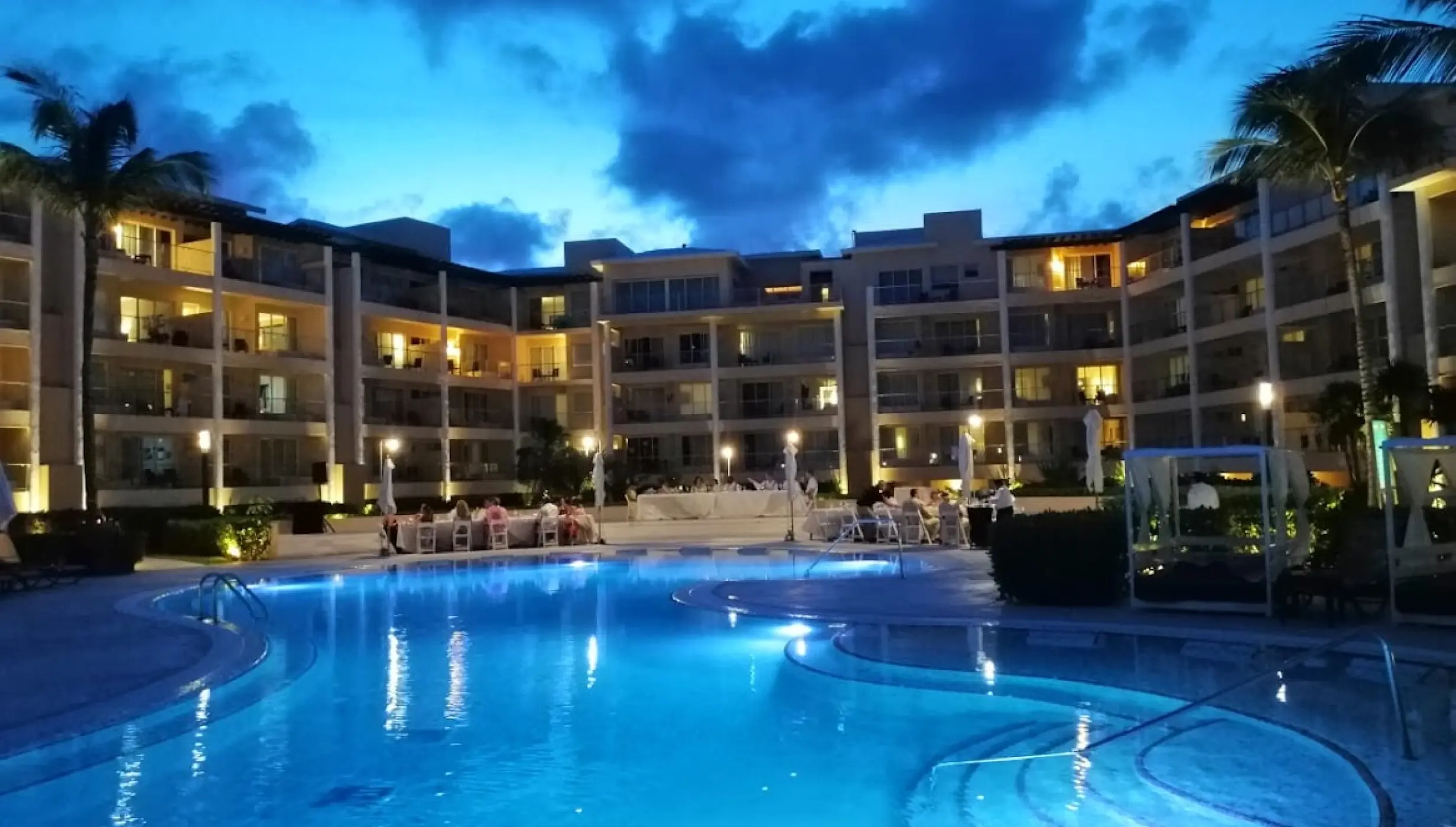 Dinner reception on the pool terrace at Dreams Jade resort and spa