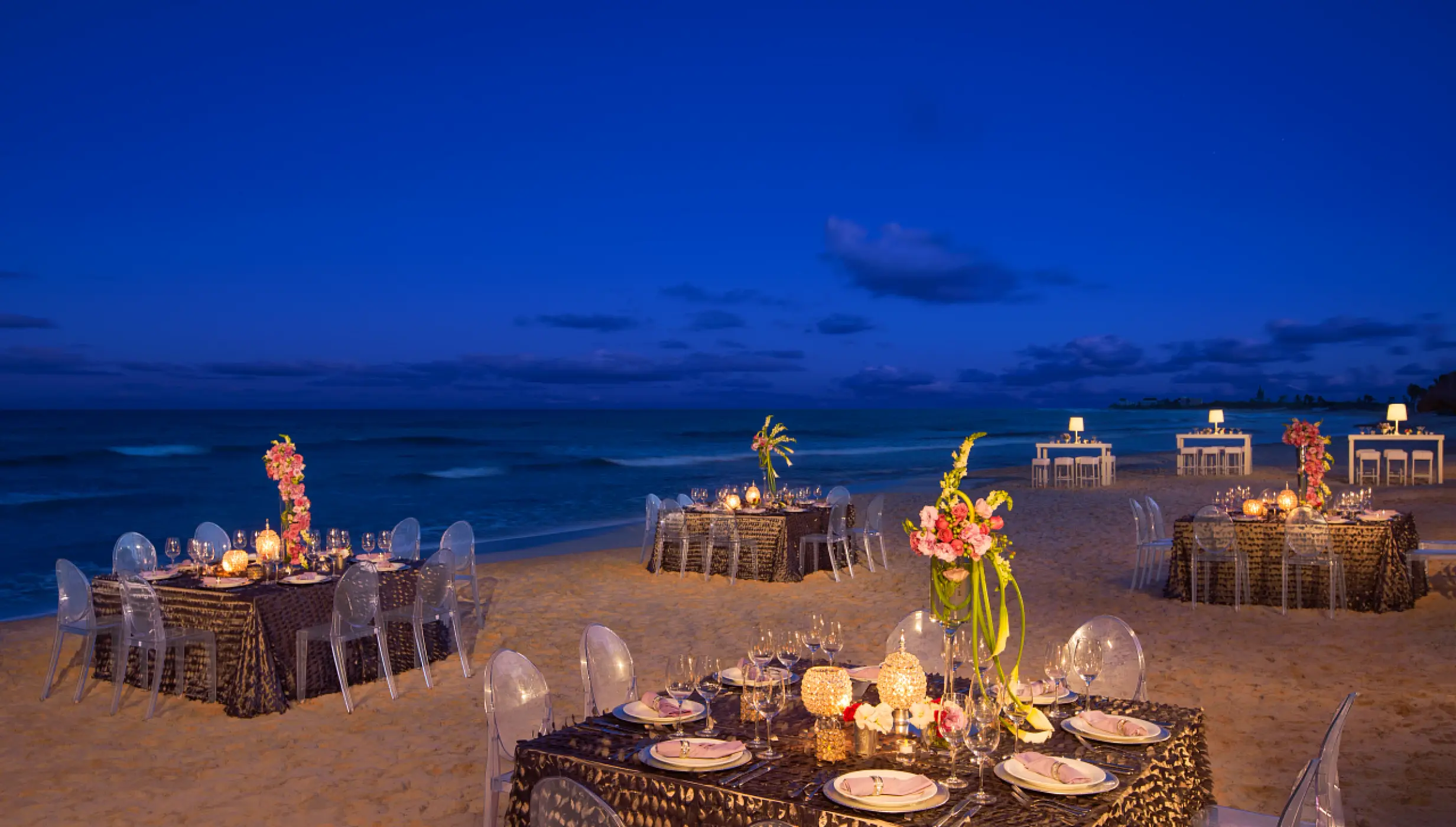 Wedding reception in the beach venue at Dreams Jade resort and spa