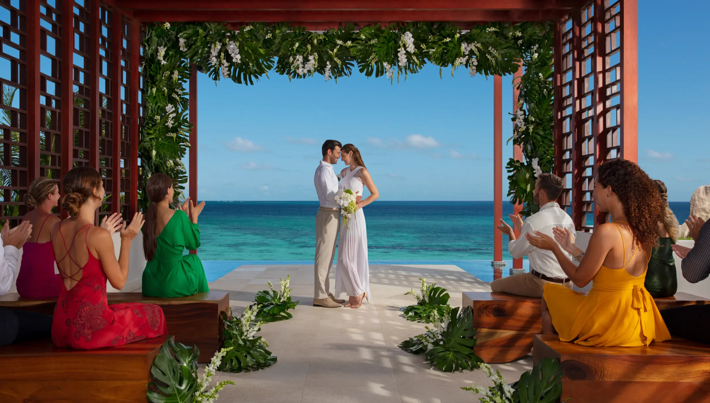 Pergola deck wedding venue at Dreams Jade Resort and Spa
