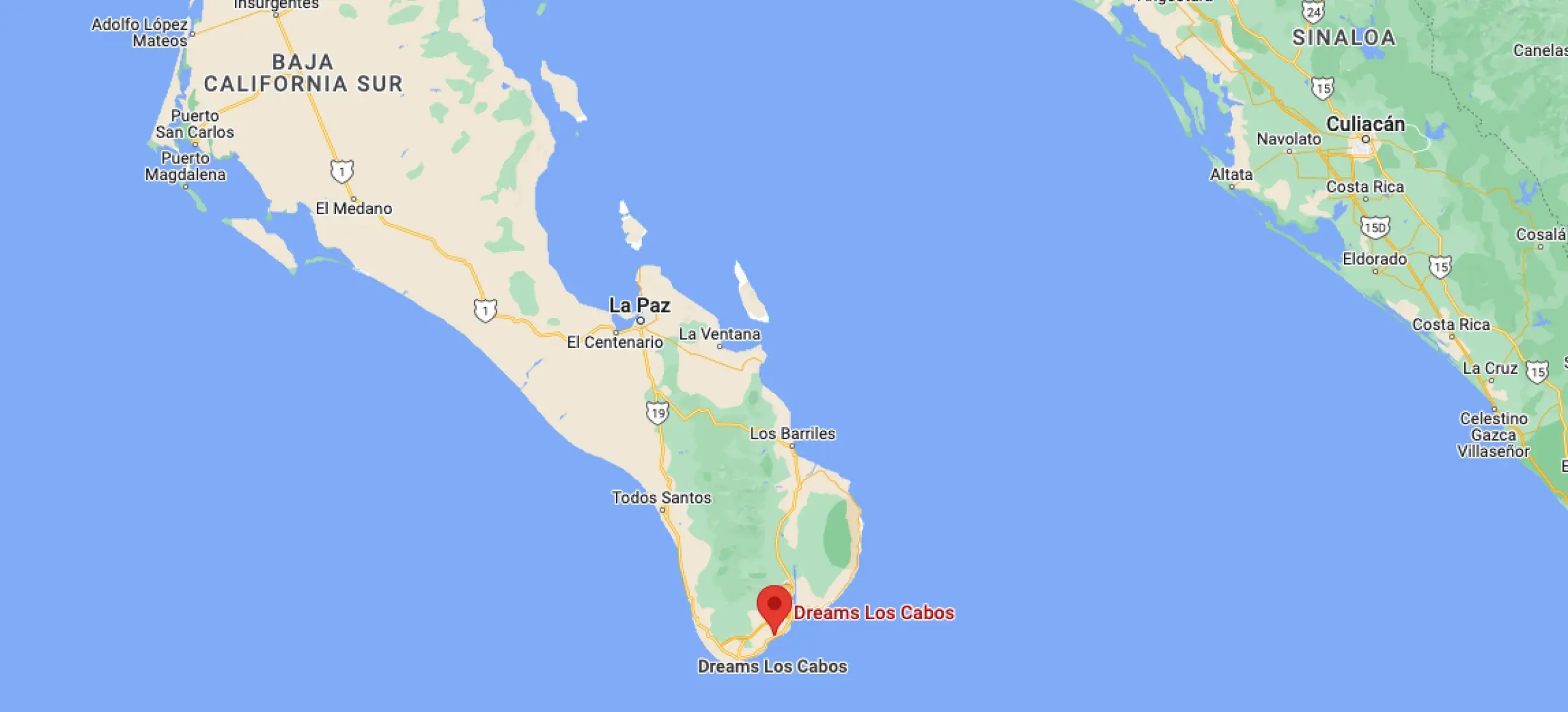 Google maps of Dreams Los Cabos Suites Golf Resort & Spa