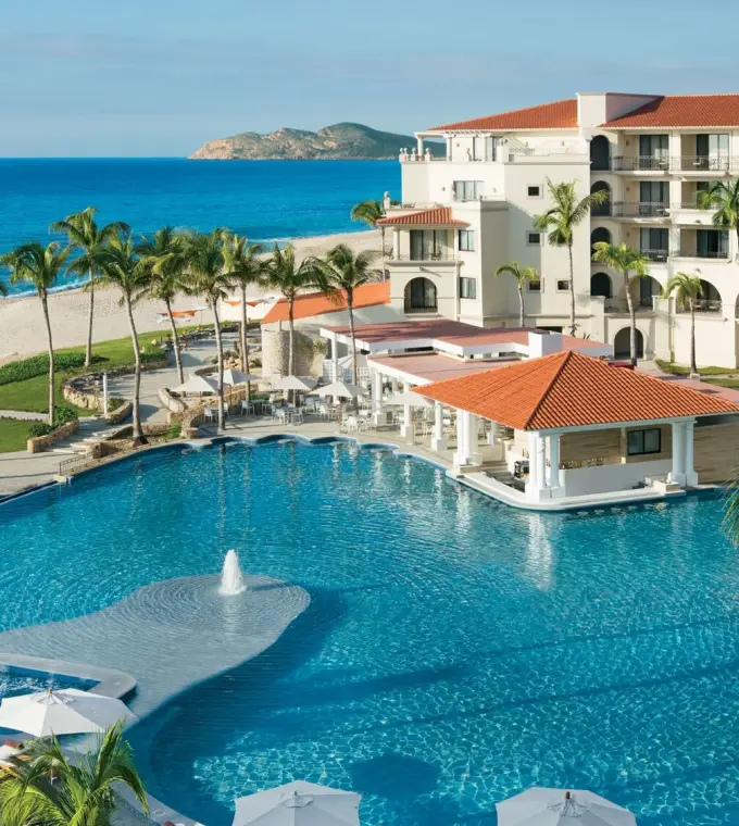 Main swimming pool and beachfront buildings at Dreams Los Cabos, Cabo San Lucas