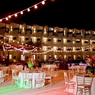 Dinner reception on the macao plaza at Dreams Macao Punta Cana