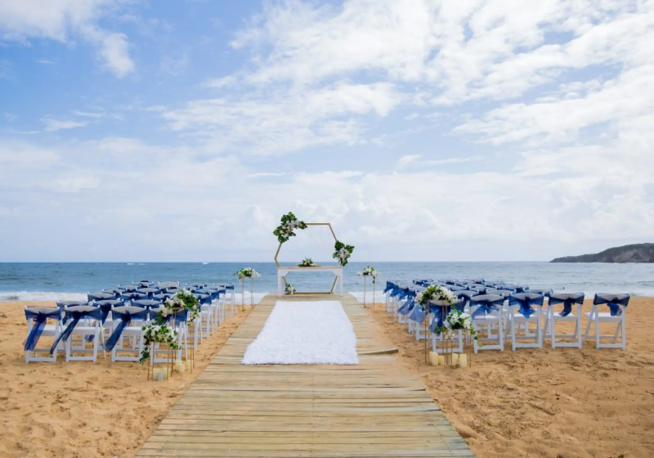 Beachfront wedding ceremony setup at Dreams Macao Beach, Punta Cana