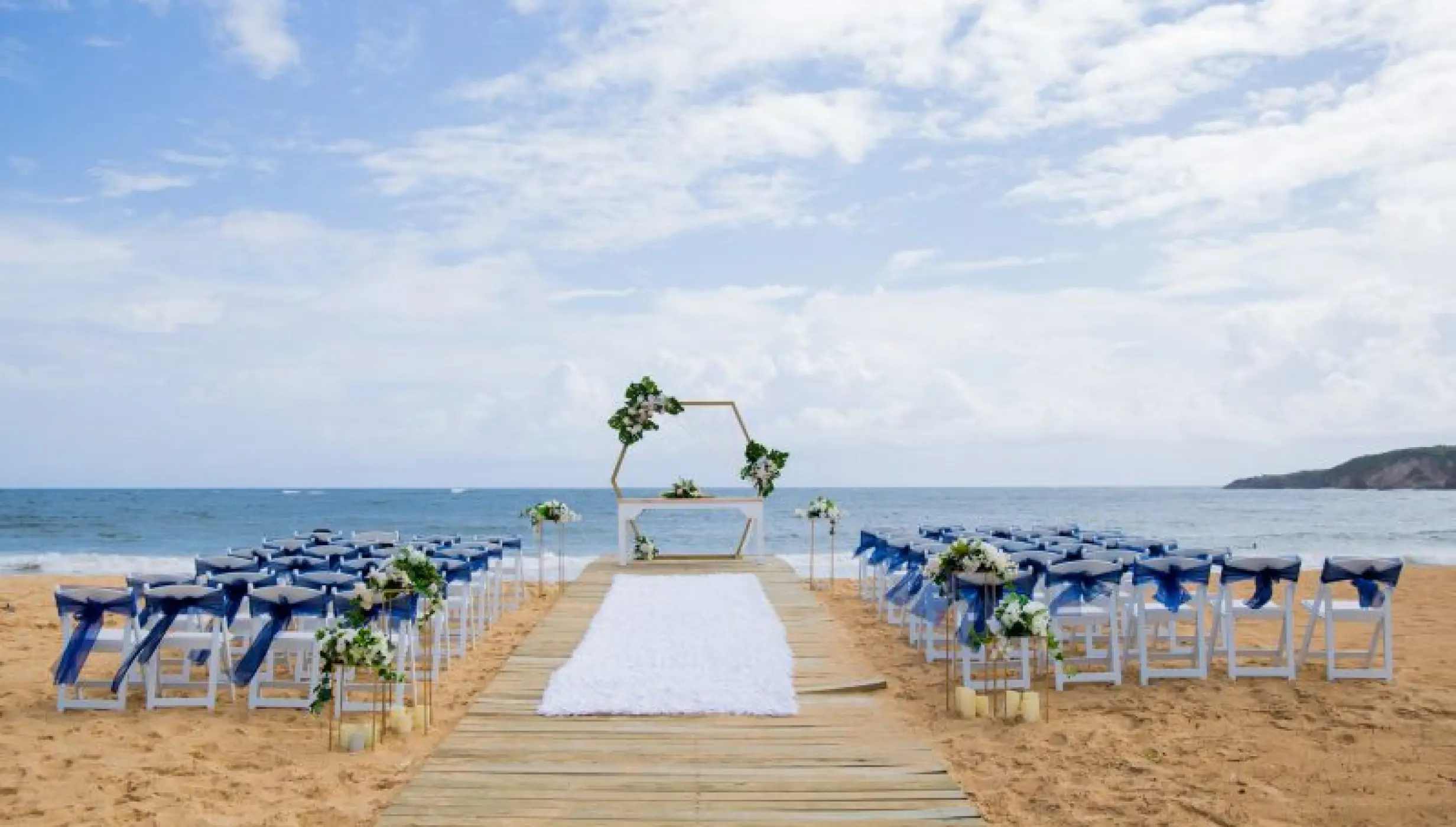 Beachfront wedding ceremony setup at Dreams Macao Beach, Punta Cana