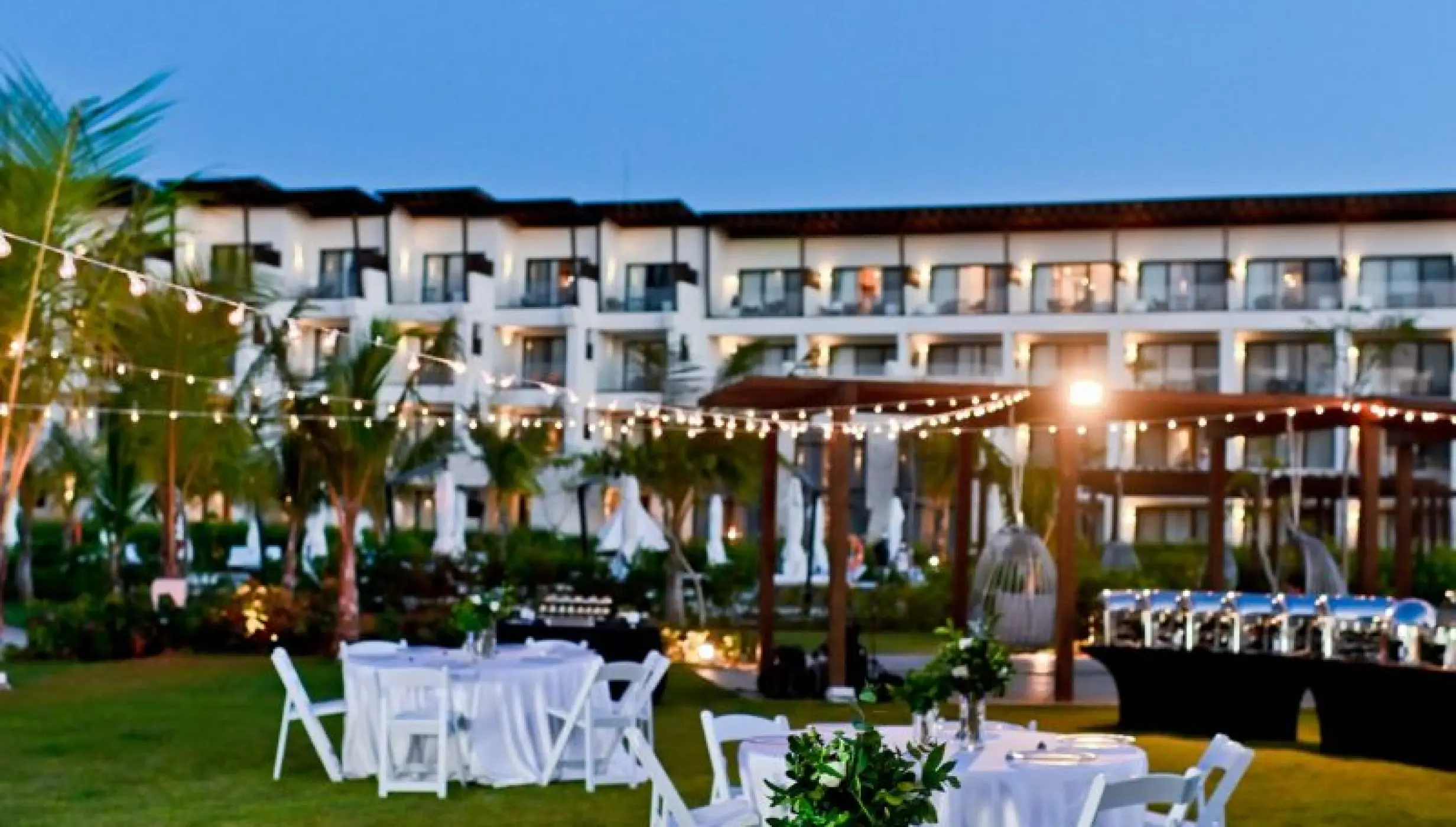 Dinner reception on seaside grill garden terrace at Dreams Macao Punta Cana