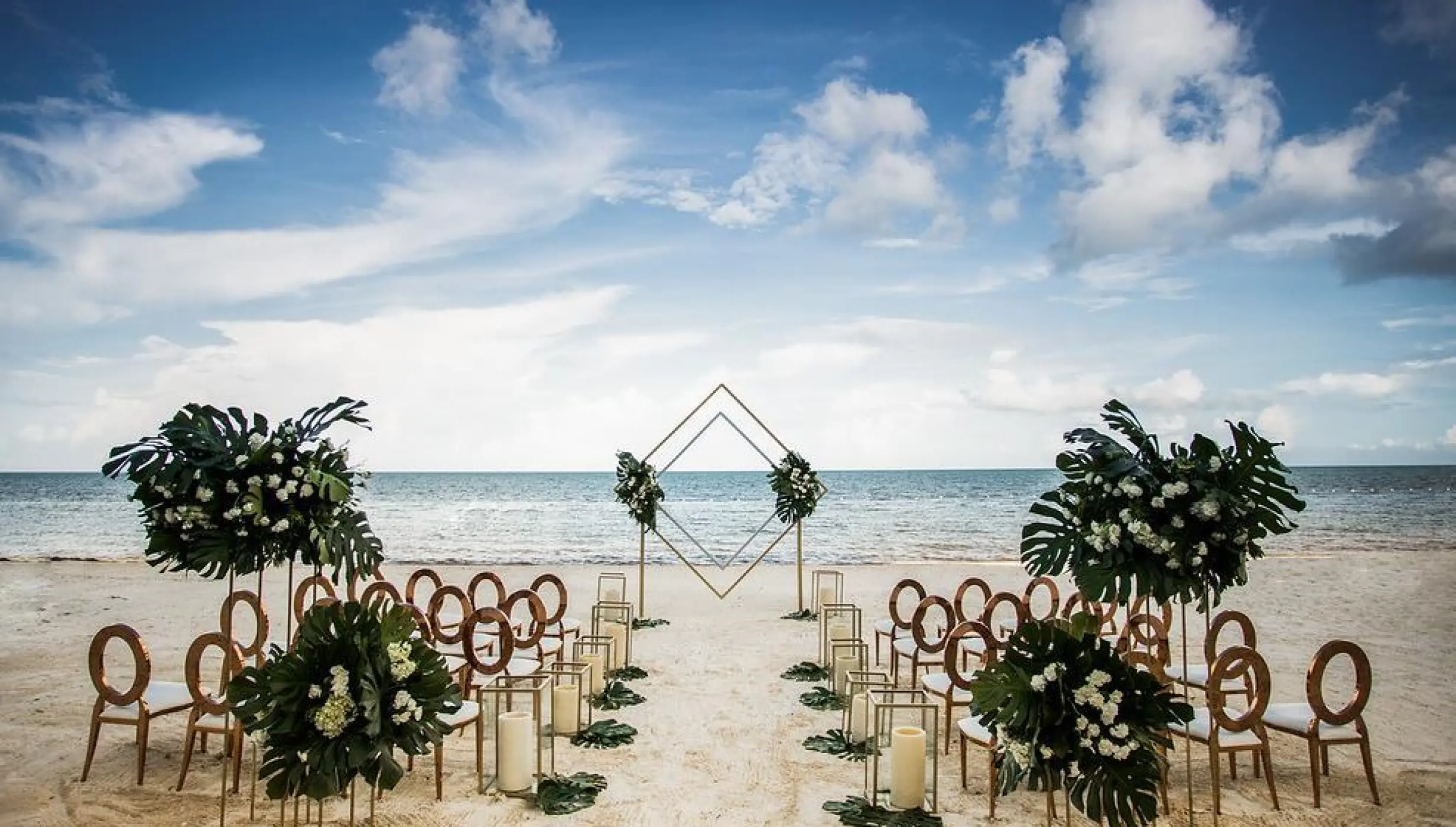 Ceremony decor in Beach wedding at Dreams Natura Resort and Spa