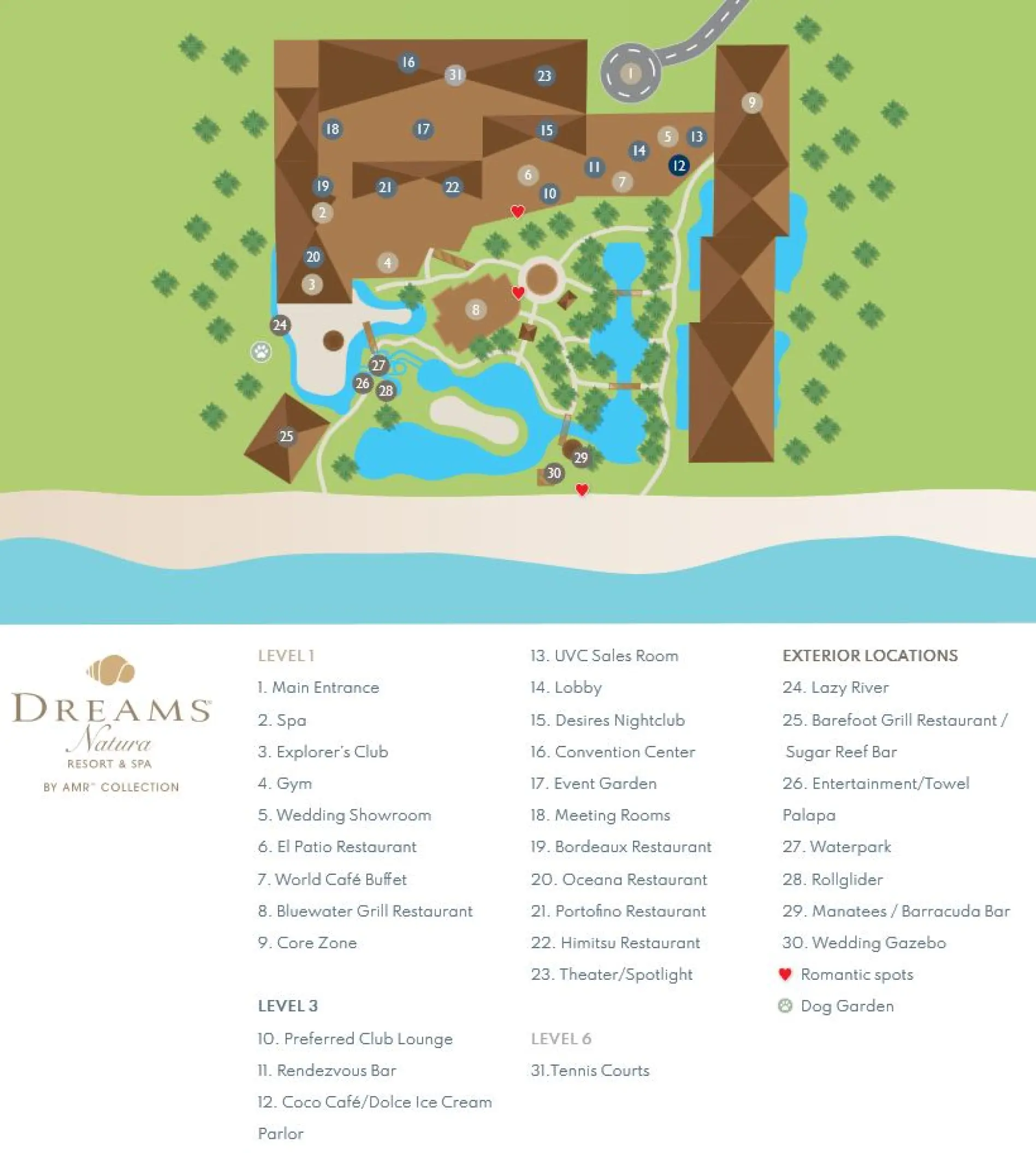 Resort map of Dreams Natura, Riviera Maya