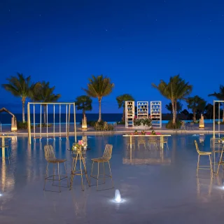 beach wedding dance floor at Dreams Natura Resort and Spa