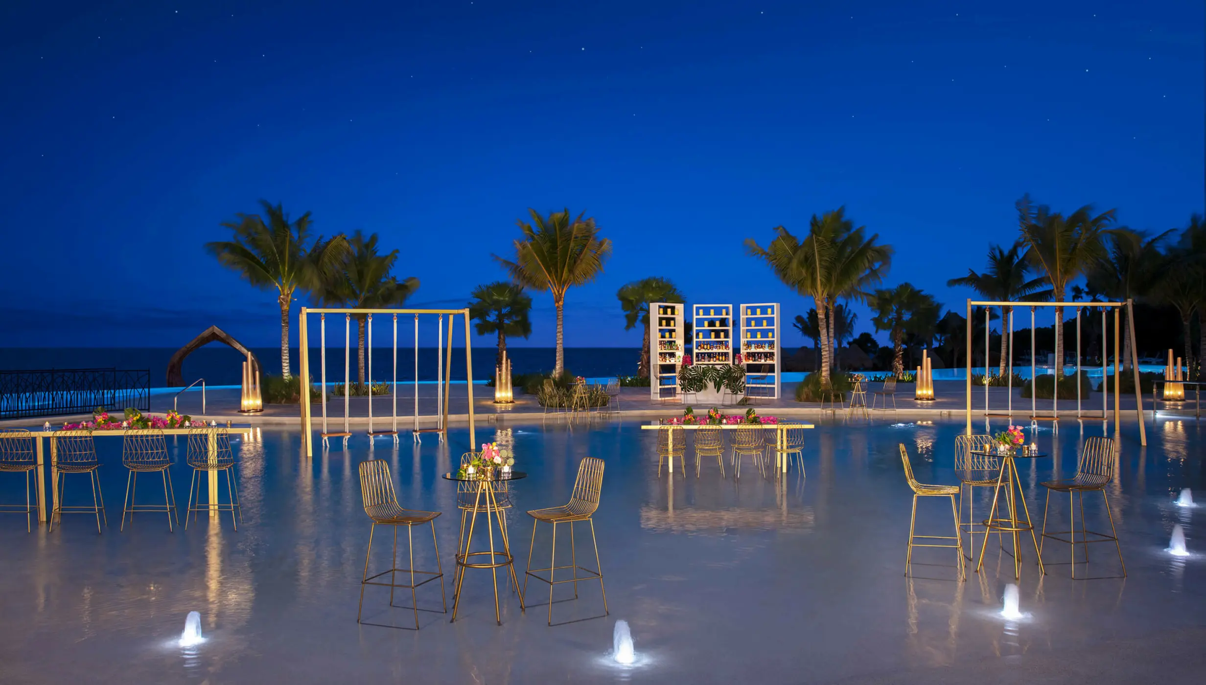 beach wedding dance floor at Dreams Natura Resort and Spa