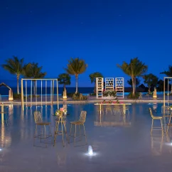 beach wedding dance floor at Dreams Natura Resort and Spa