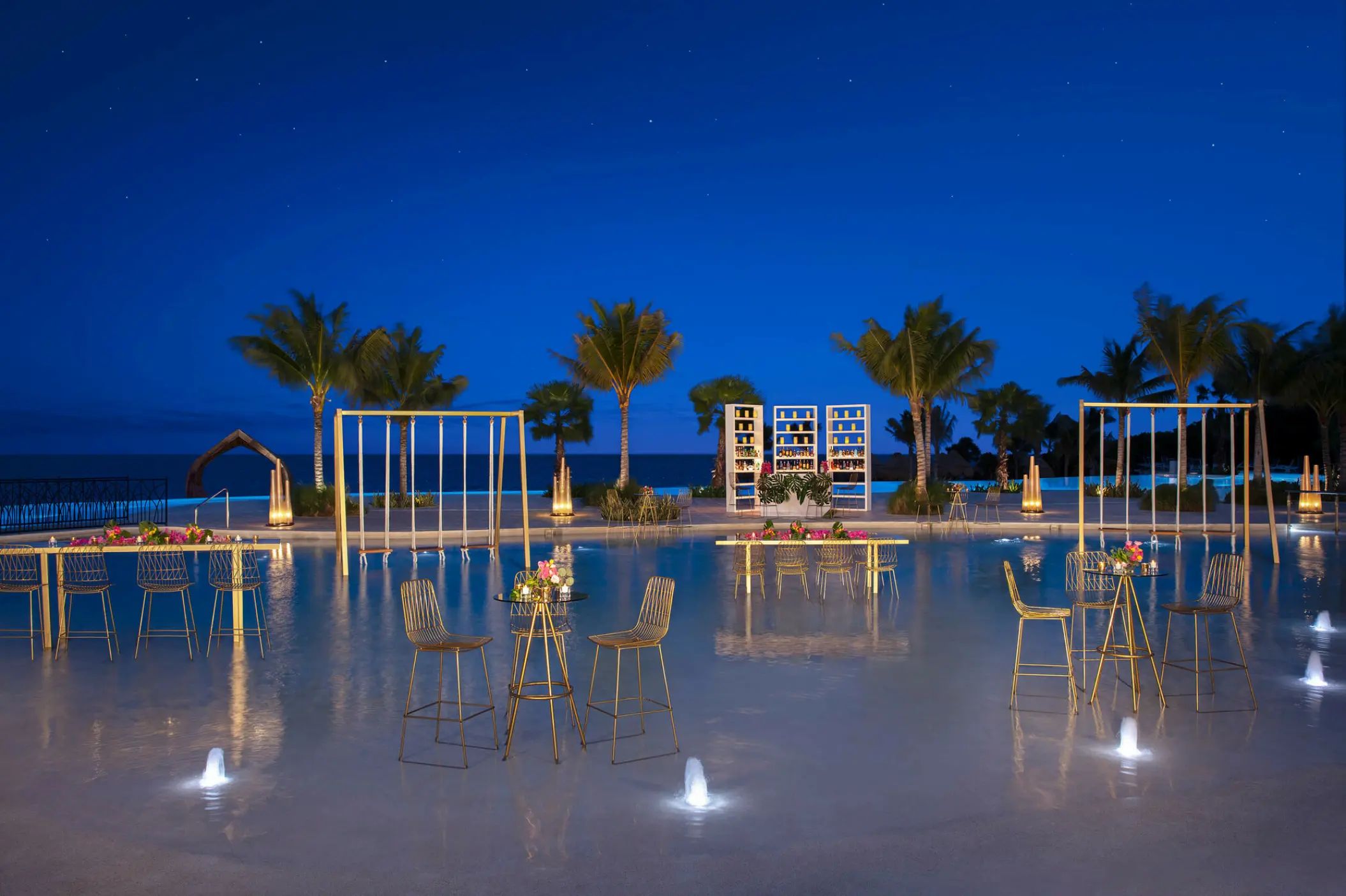 beach wedding dance floor at Dreams Natura Resort and Spa