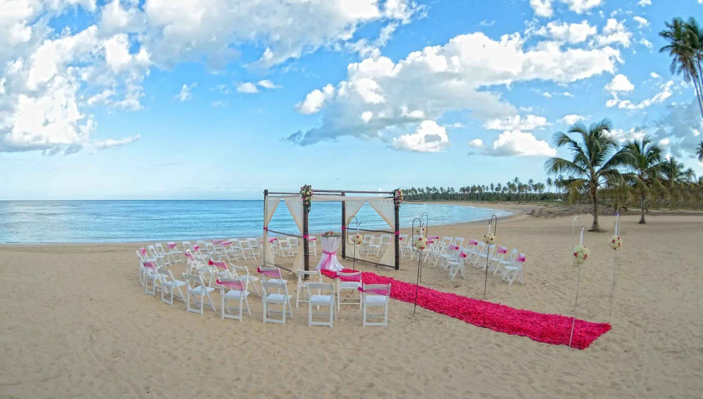 Ceremony decor on the beach at Dreams Onyx Resort and Spa