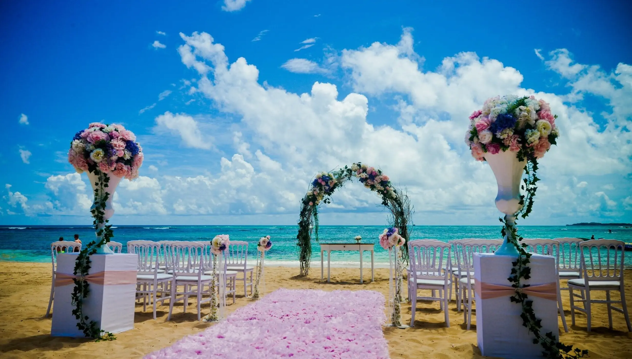 Ceremony decor on the beach at Dreams Onyx Resort and Spa