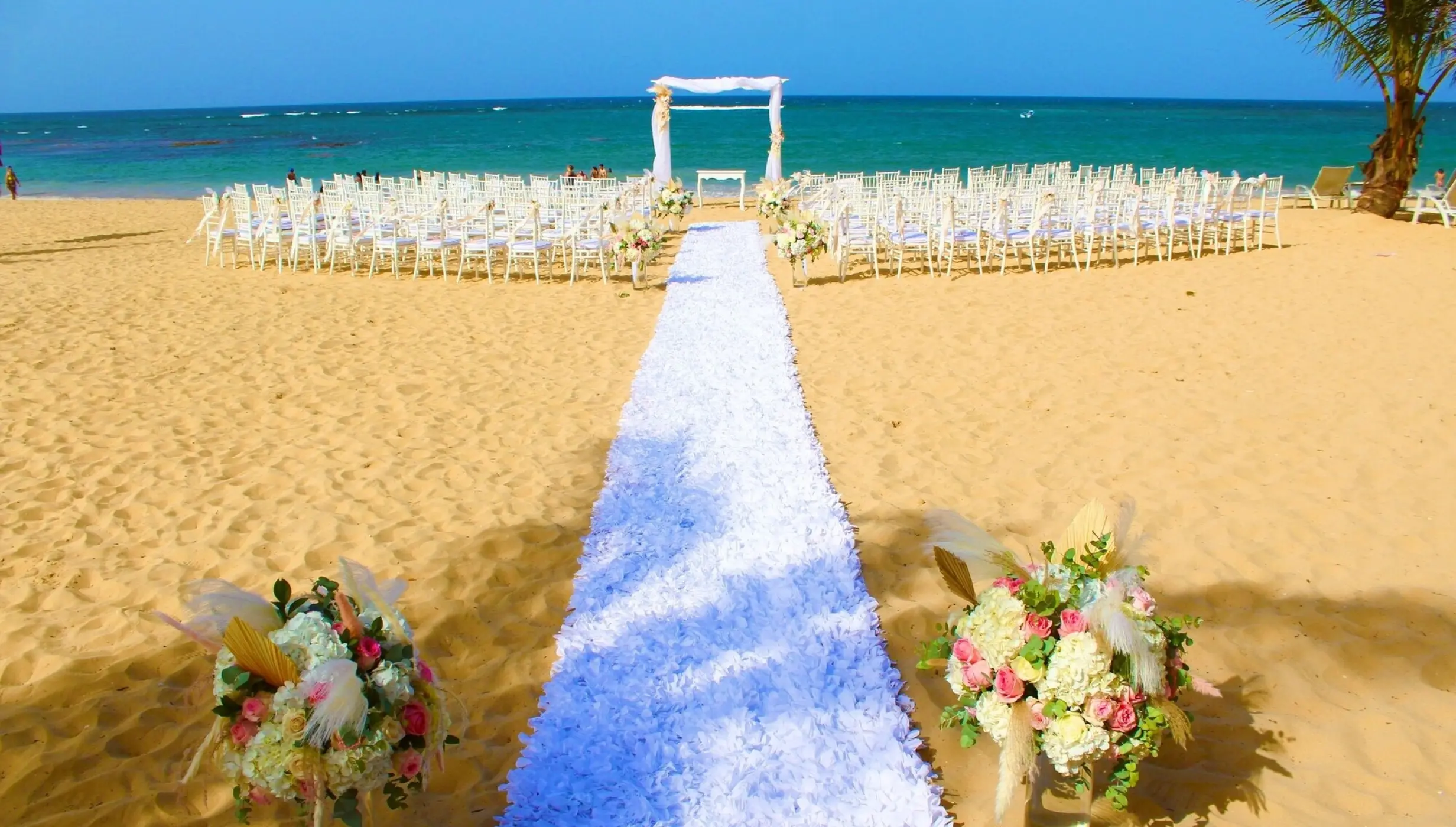 Ceremony decor on the beach at Dreams Onyx Resort and Spa