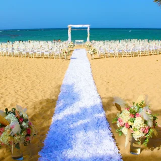 Ceremony decor on the beach at Dreams Onyx Resort and Spa