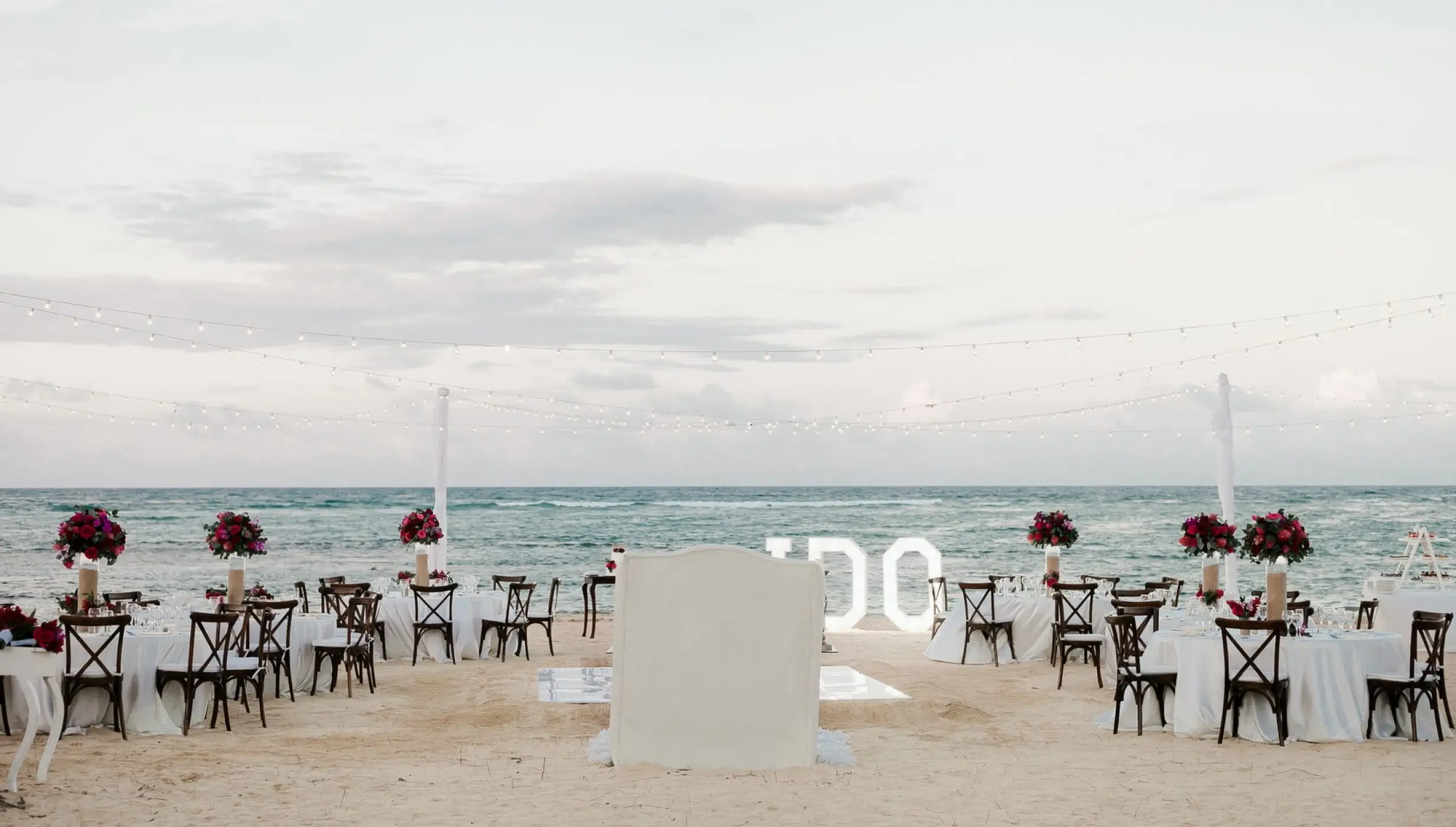 Dinner decor on the beach at Dreams Onyx Resort & Spa