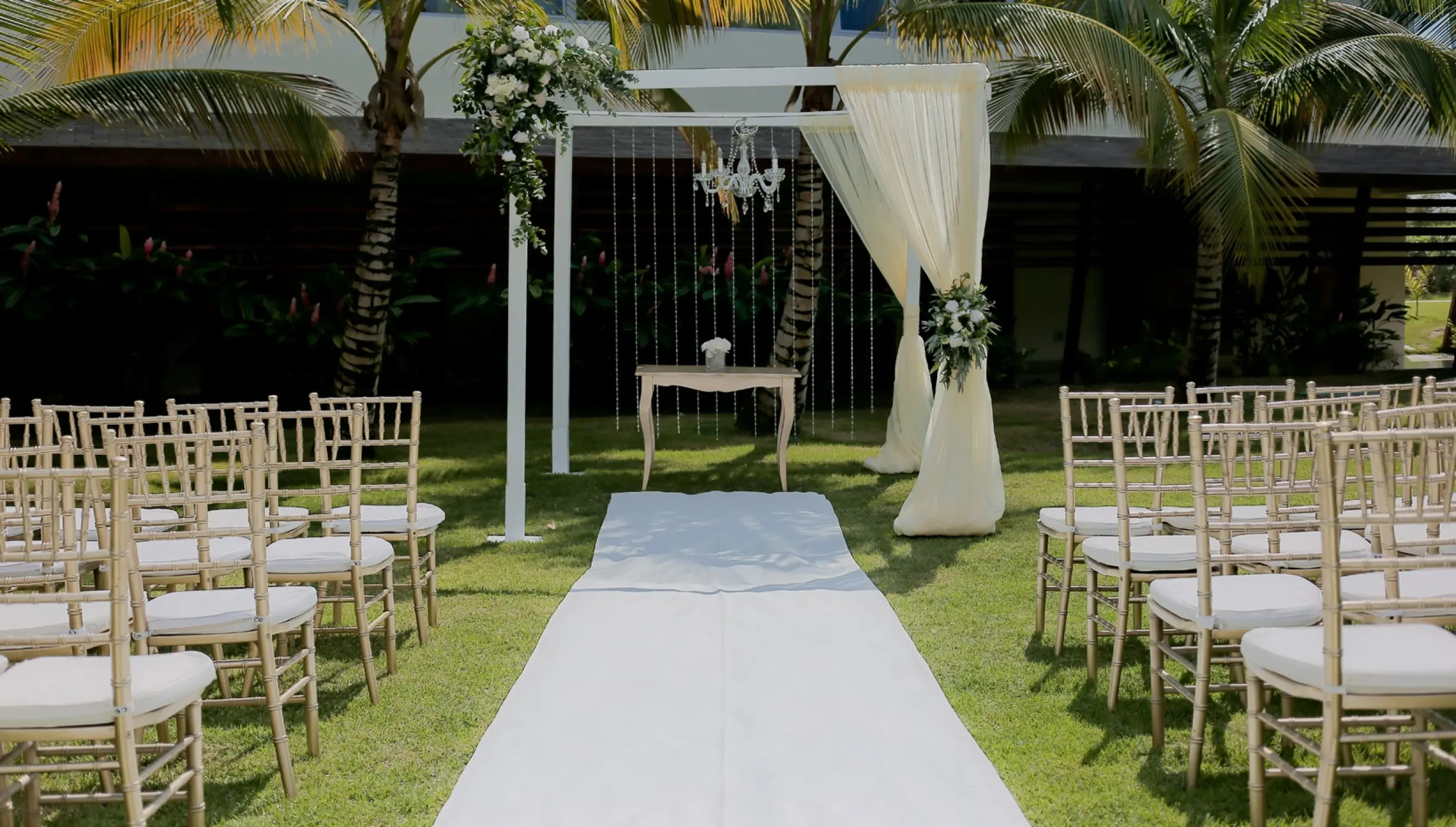 Ceremony decor on the garden area at Dreams Onyx Resort and Spa