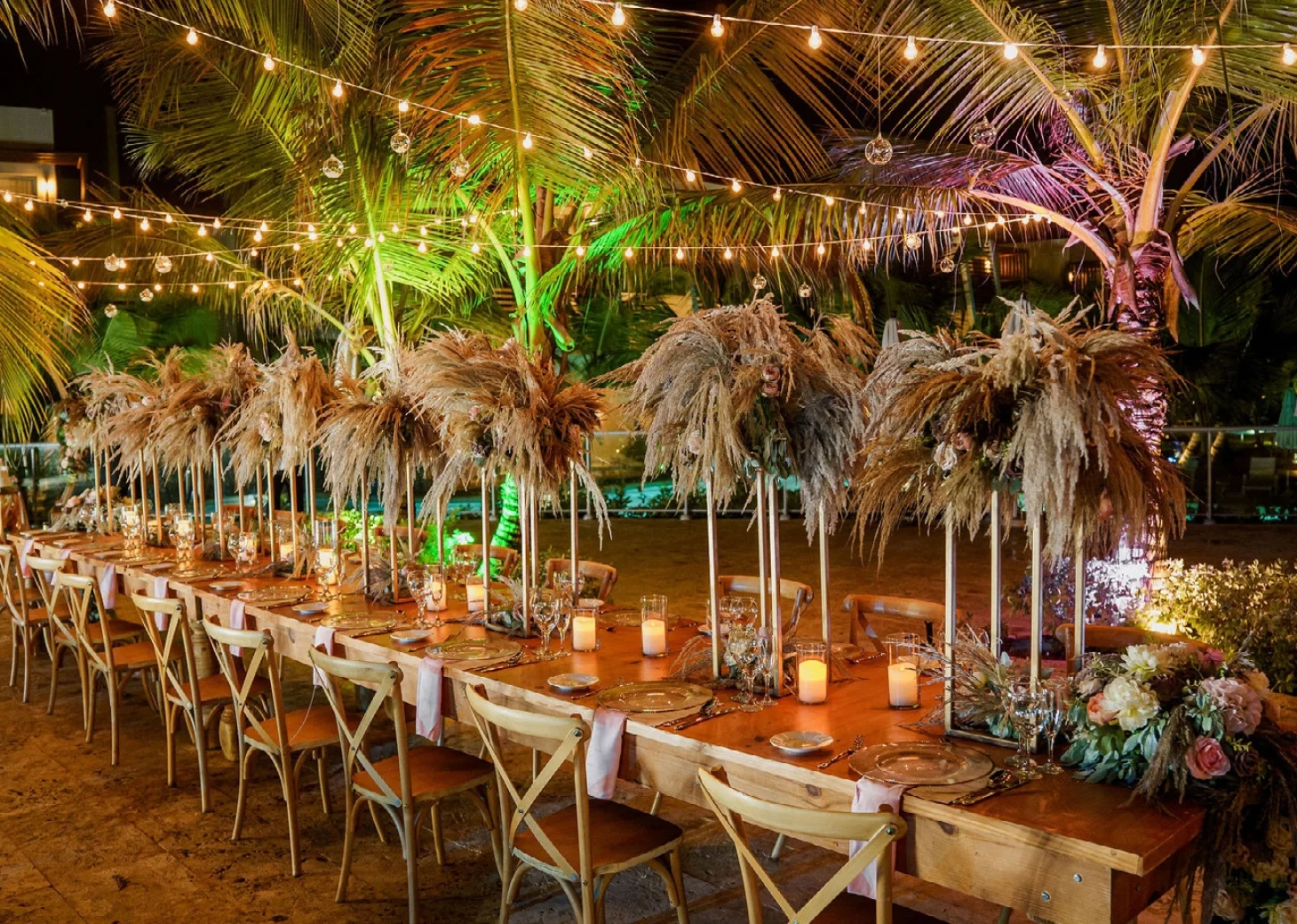 Dinner reception on the pool area at Dreams Onyx Resort and Spa